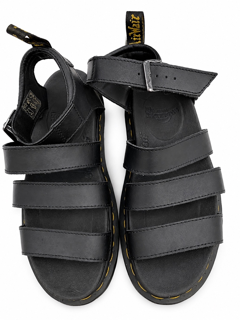 Dr. Martens Blaire Hydro Leather Black Platform Sandals Women’s 7 EU 38